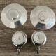 2 Gallia silver-plated cups and saucers with rooster and goat's head hallmarks, numbered
