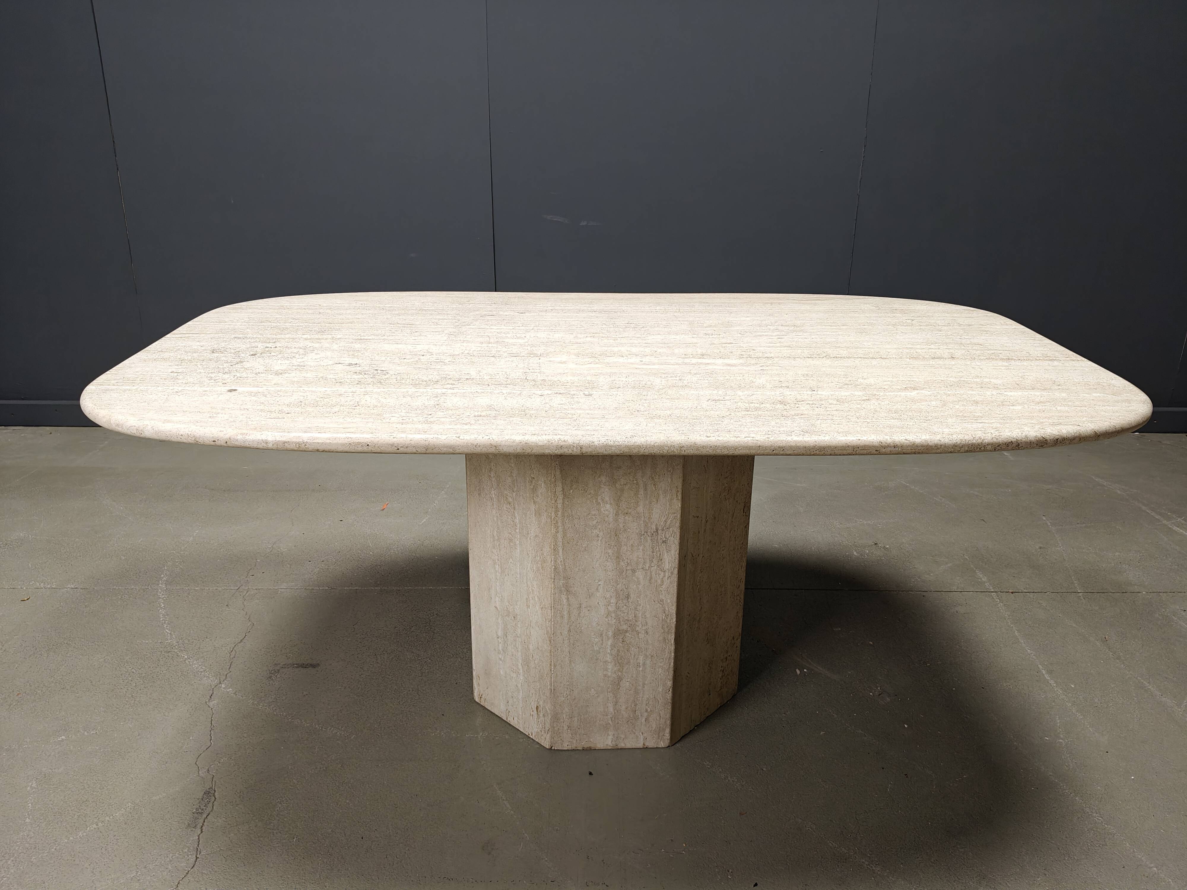 Vintage travertine dining table, 1970s