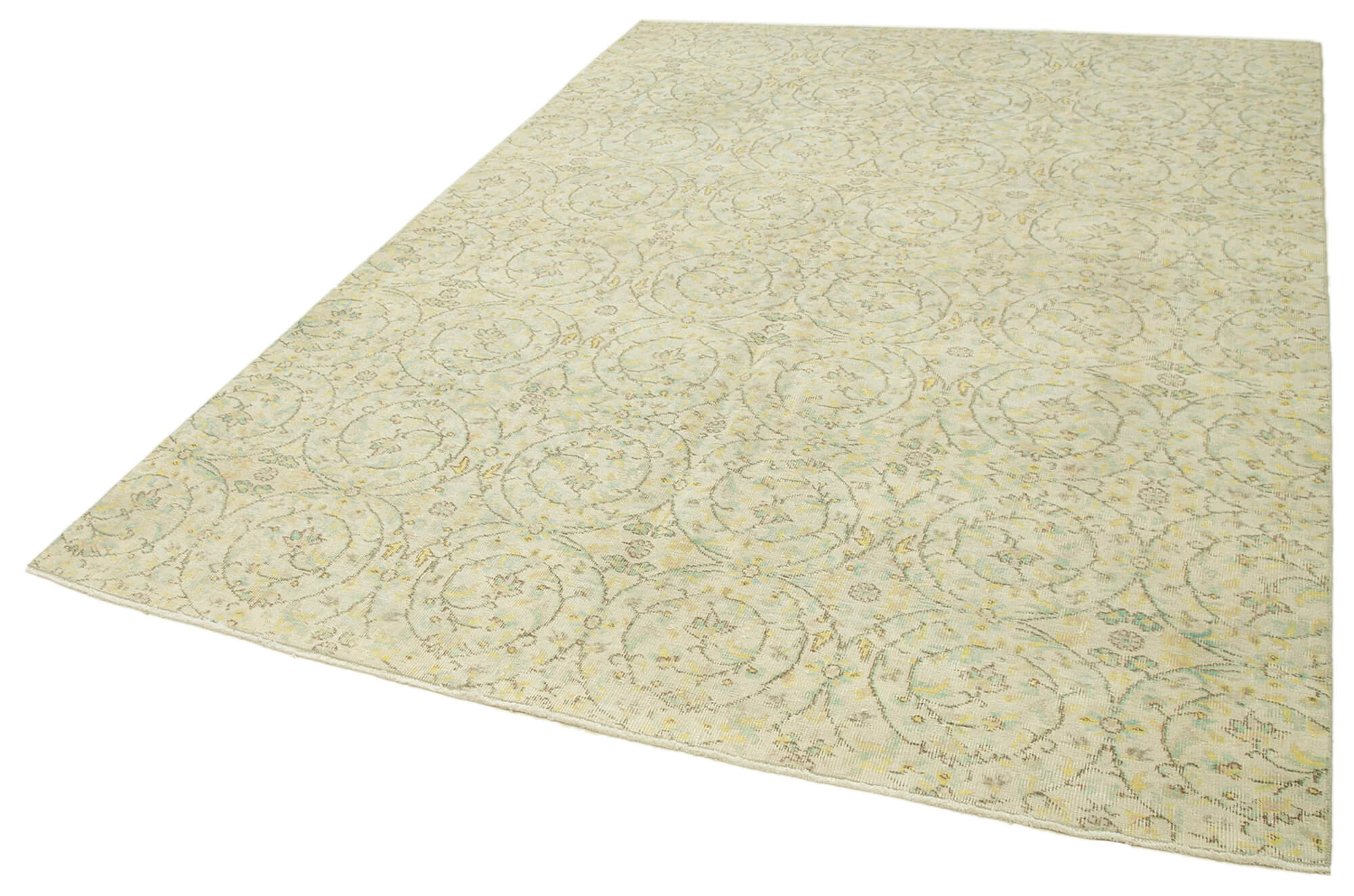 Hand-knotted turkish beige rug 206 cm x 284 cm