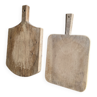 Duo d'anciennes planches à pain de cuisine circa 1950