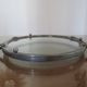 Modernist art deco tray in silver metal and smoked glass 1940s