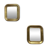 Paire de miroirs Louis-Philippe 44/39,5cm glace mercure feuille d’or