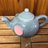 Old teapot elephant shape gray & pink ceramic vintage #a472