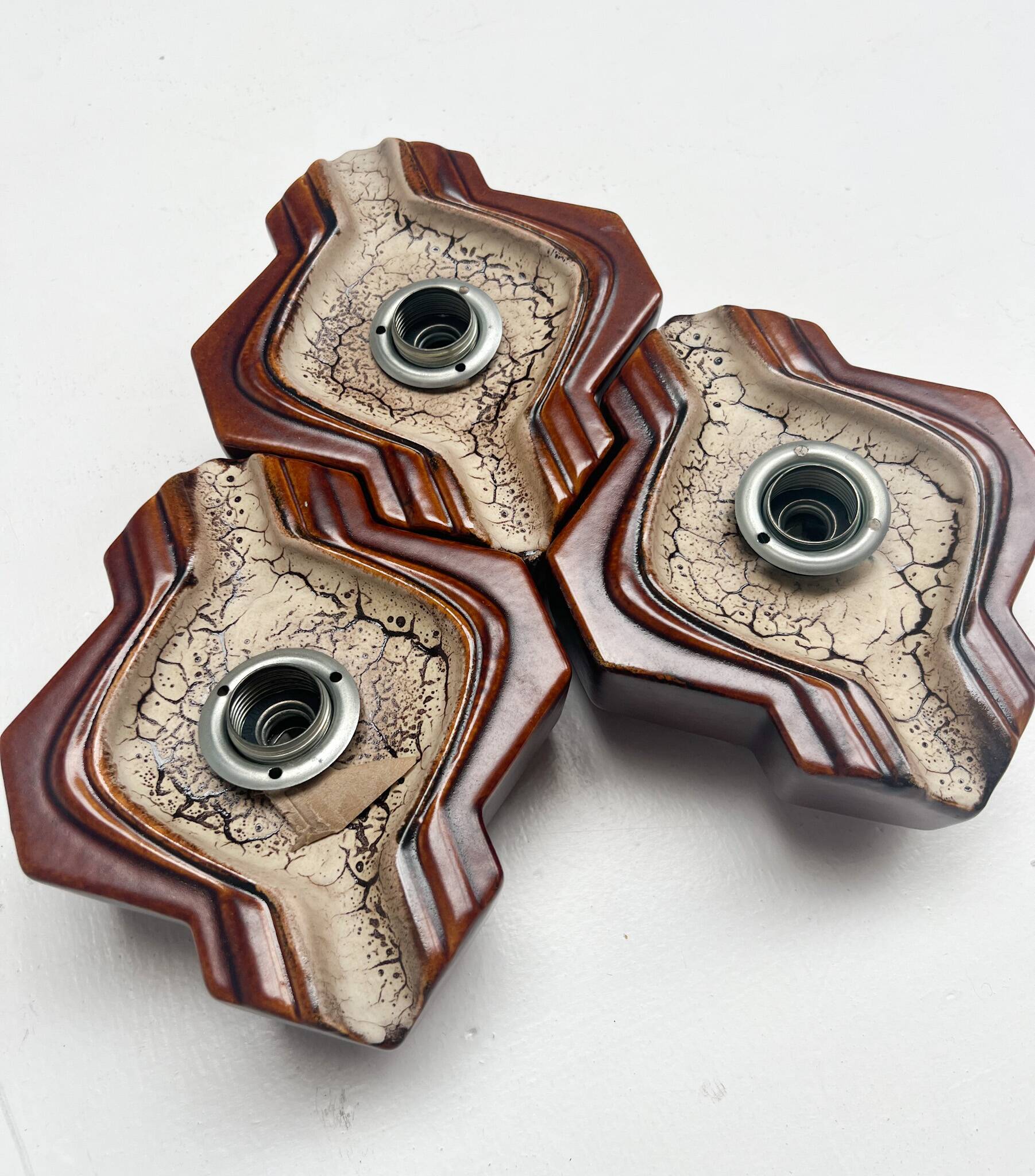 Set of 3 ceramic wall lamps by PAN Keramik, 1960s