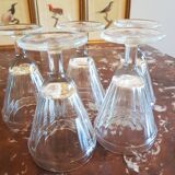 Set of 5 old bistro stemmed glasses, in solid glass, aperitif, digestive, verrine...
