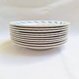 10 Amandinoise soup plates with blue oak leaves