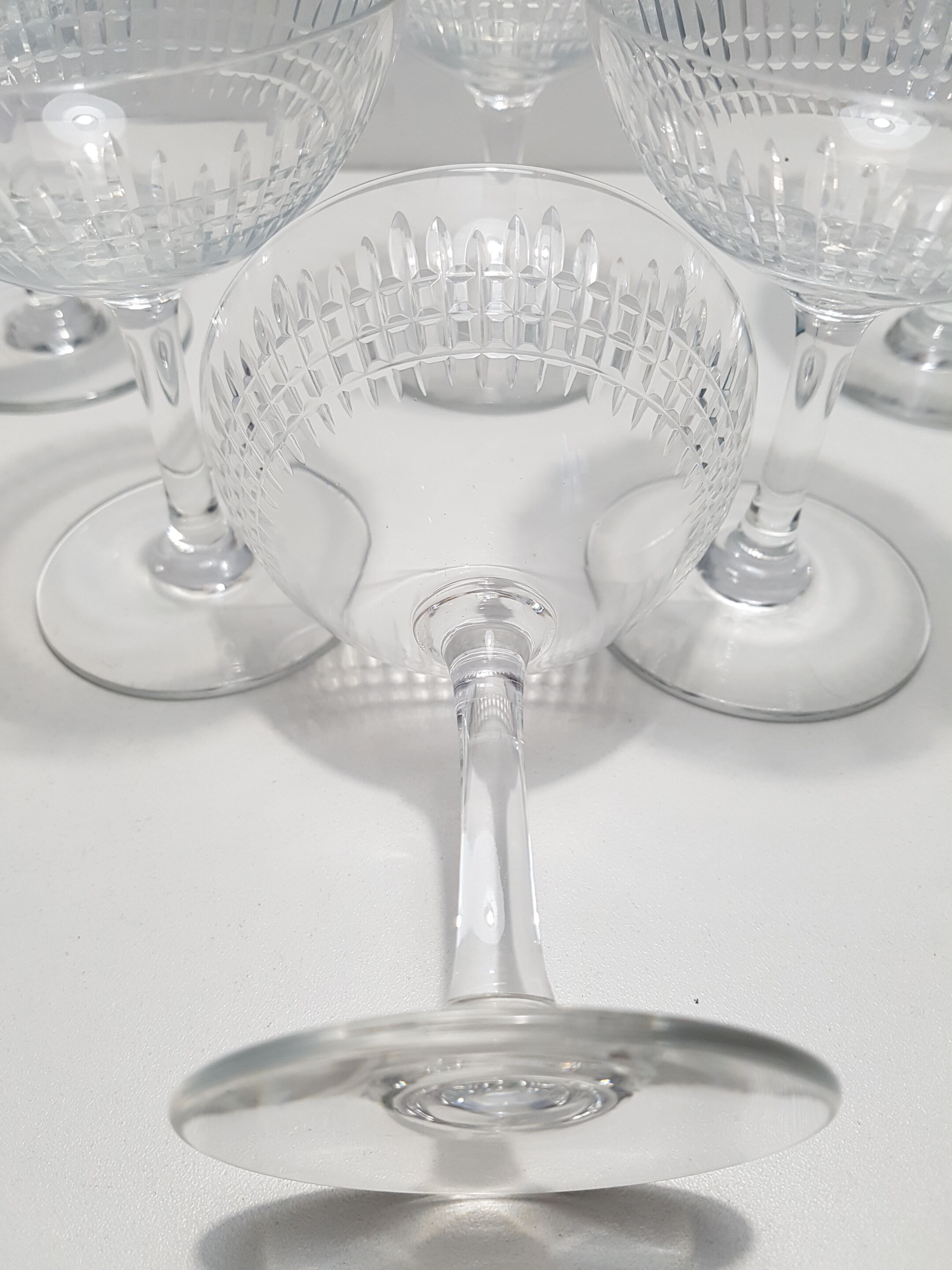 6 champagne glasses in Baccarat crystal, Nancy model, circa 1920