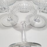 6 champagne glasses in Baccarat crystal, Nancy model, circa 1920