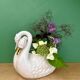 Vintage ceramic swan cache pot