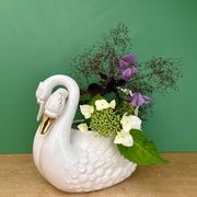 Cache pot cygne vintage en céramique