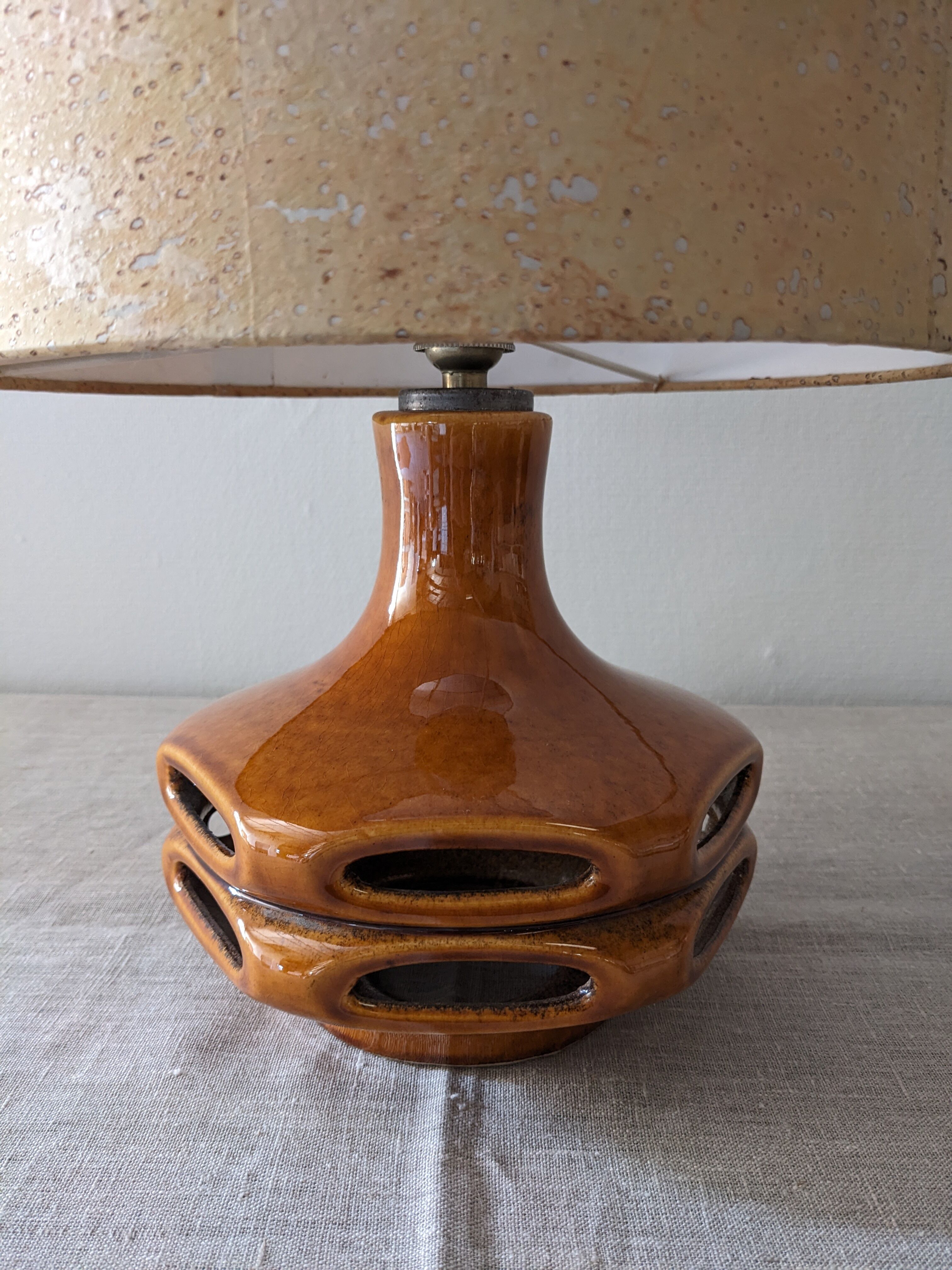 Glazed ceramic lamp from the 60s/70s West Germany