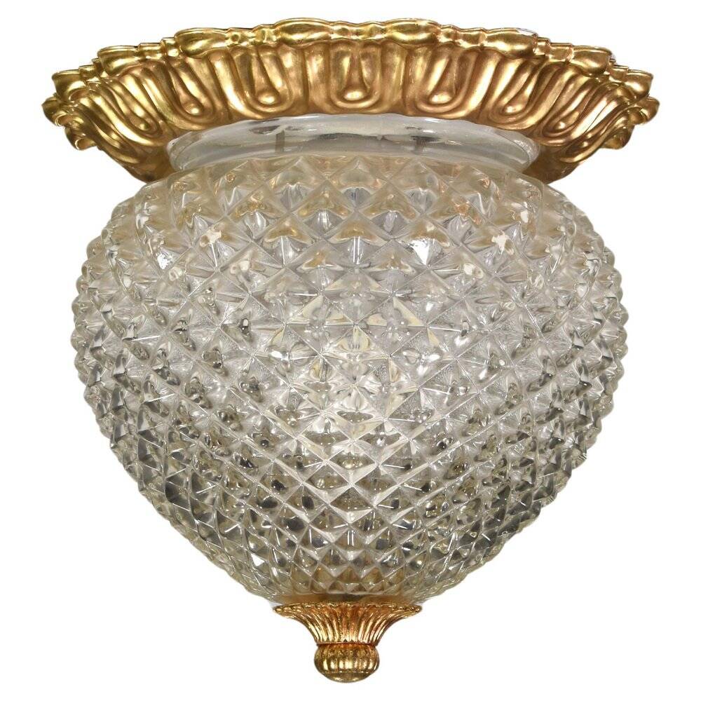 Brass pineapple ceiling or wall light by Gaetano Sciolari, Italy, 1960s-1970s