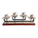 Four-headed candlestick in teak and chrome metal Scandinavian style / vintage 60s-70s