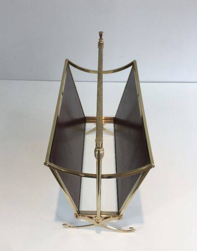 Pair of mahogany and brass magazine racks. Maison Jansen