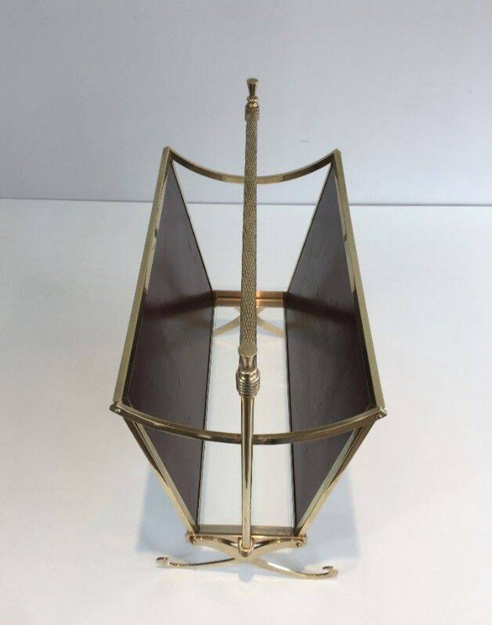 Pair of mahogany and brass magazine racks. Maison Jansen