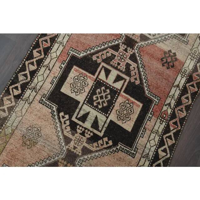 1970s Turkish Oushak Handmade Wool Cotton Orange Runner Rug 117x391