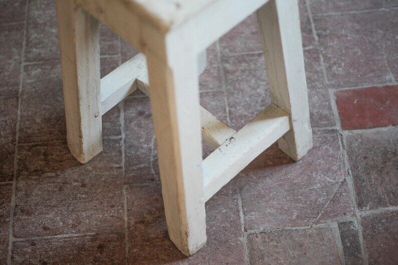 Vintage stool, farmhouse oak wood stool, accent stool, interior decor, wooden stool