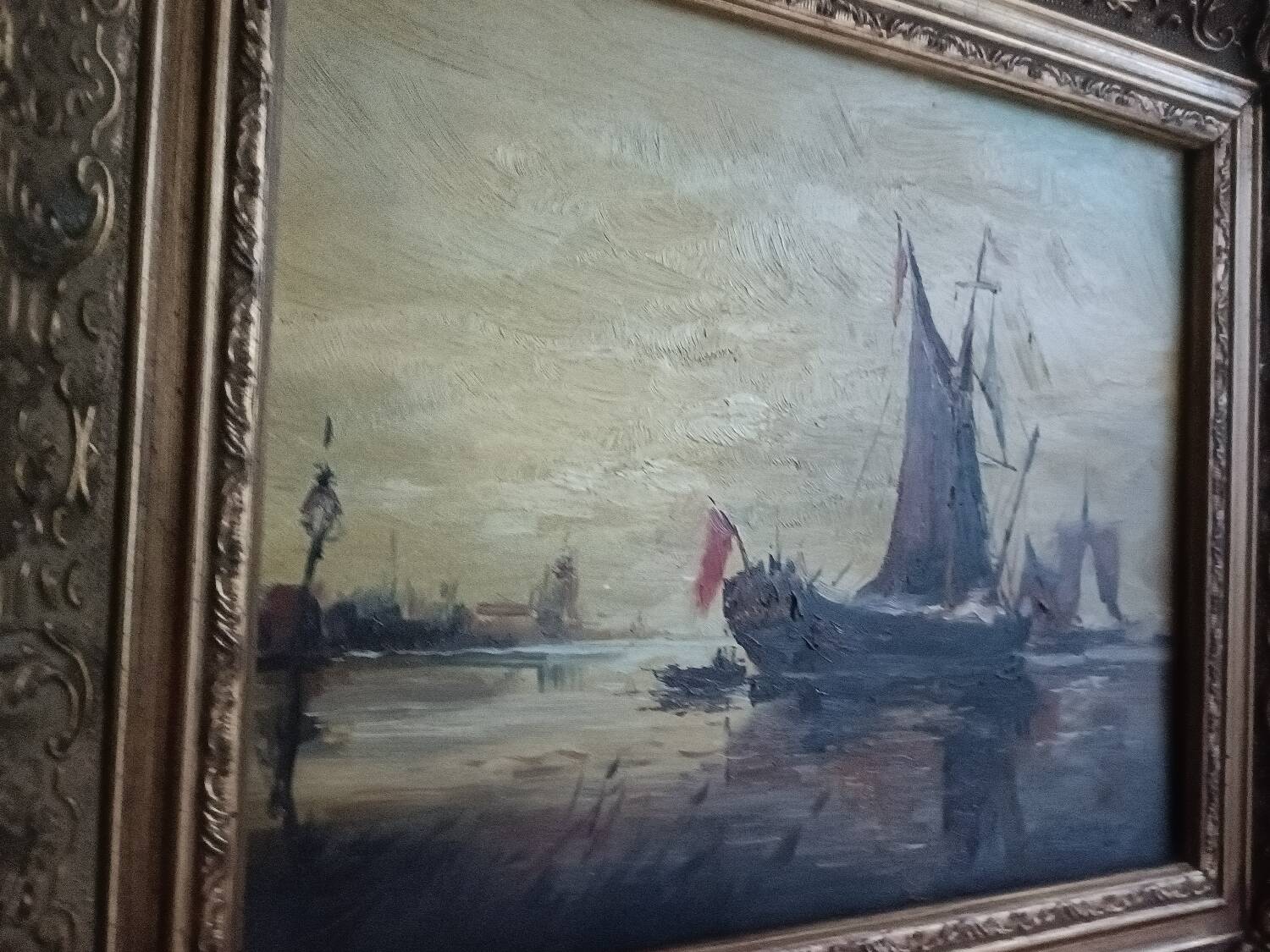 Tableau ancien, marine signée, fin XIXEME