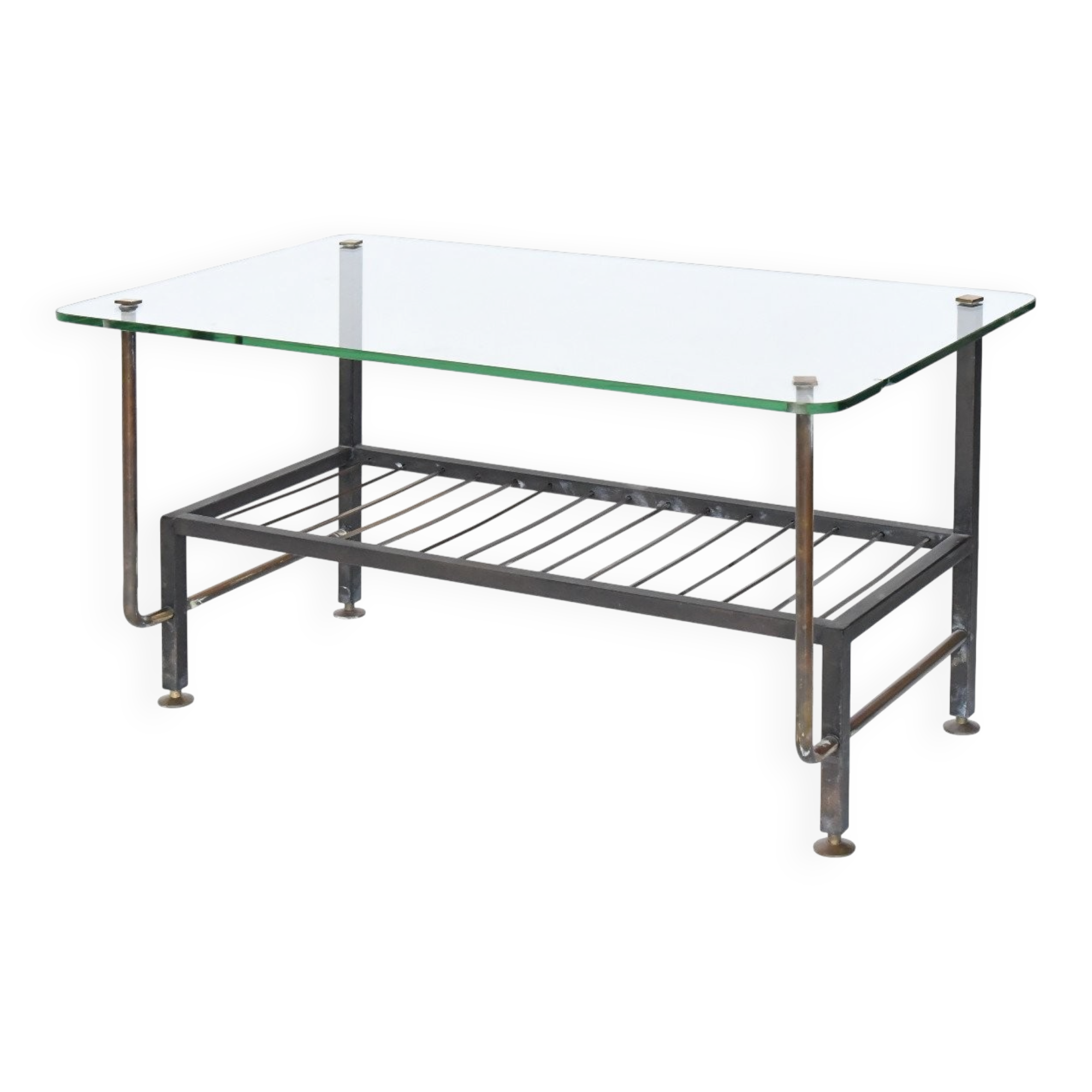 Metal coffee table with glass top