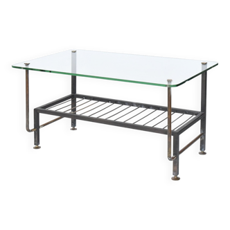 Metal coffee table with glass top