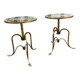 Pair of small side tables or end tables in gilded wrought iron, typical of the 1950s/1960s.