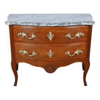 Sauteuse chest of drawers in solid mahogany, Louis XV style – Late 19th century