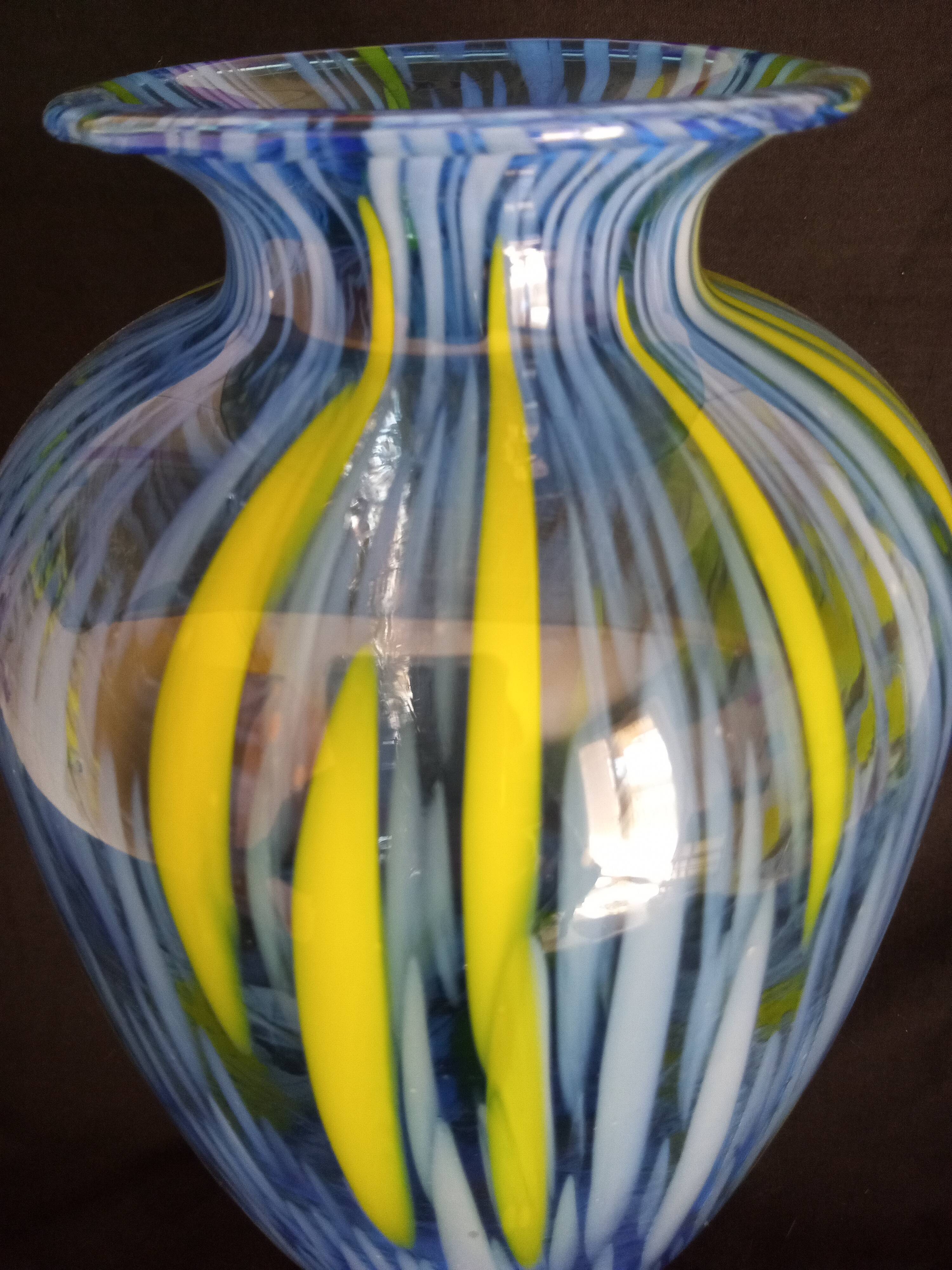 Large Murano glass vase, handmade, 38 cm high