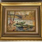 Oil on canvas : lake landscape