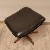 Swivel armchair with footrest, Berg Forniture, Denmark, 1970s