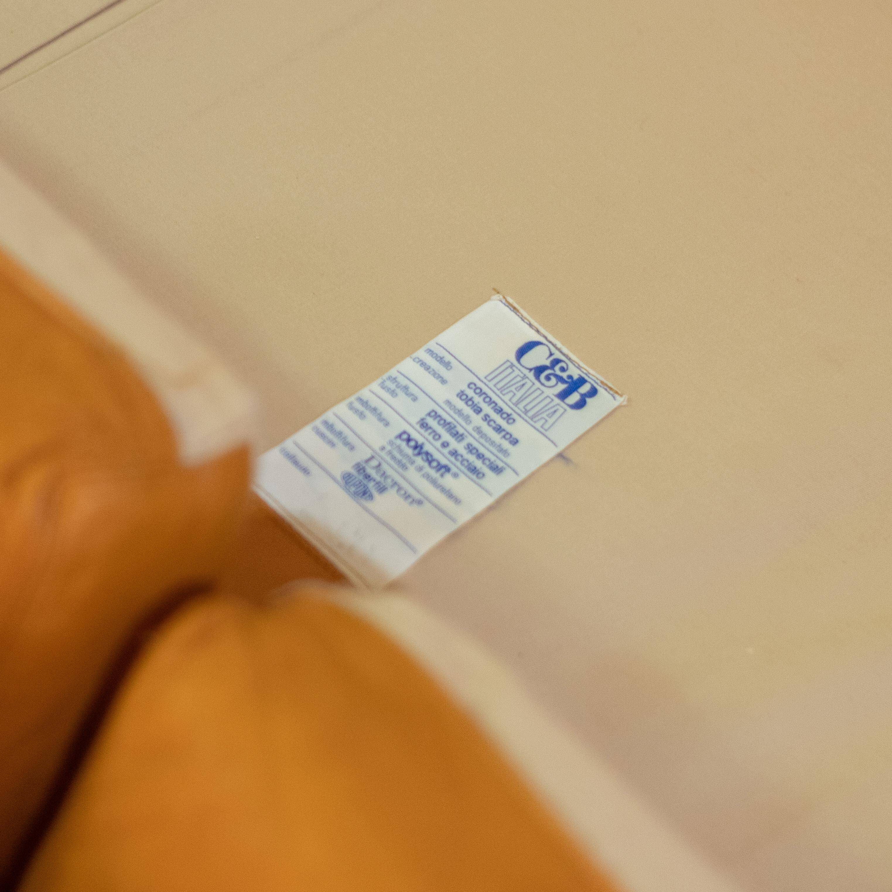 Grand Canapé Coronado Vintage en Cuir Marron par Tobia Scarpa pour C&B Italia