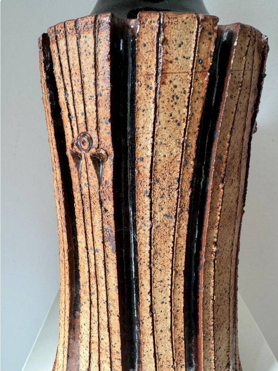 Large brutalist table lamp by Lene Regius, Denmark, 1970s