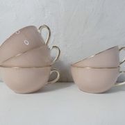 5 tasses Villeroy & Boch rose et or par Lucien Engel