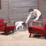 Pair of H 410 armchairs by Jindřich Halabala for Up Zavody