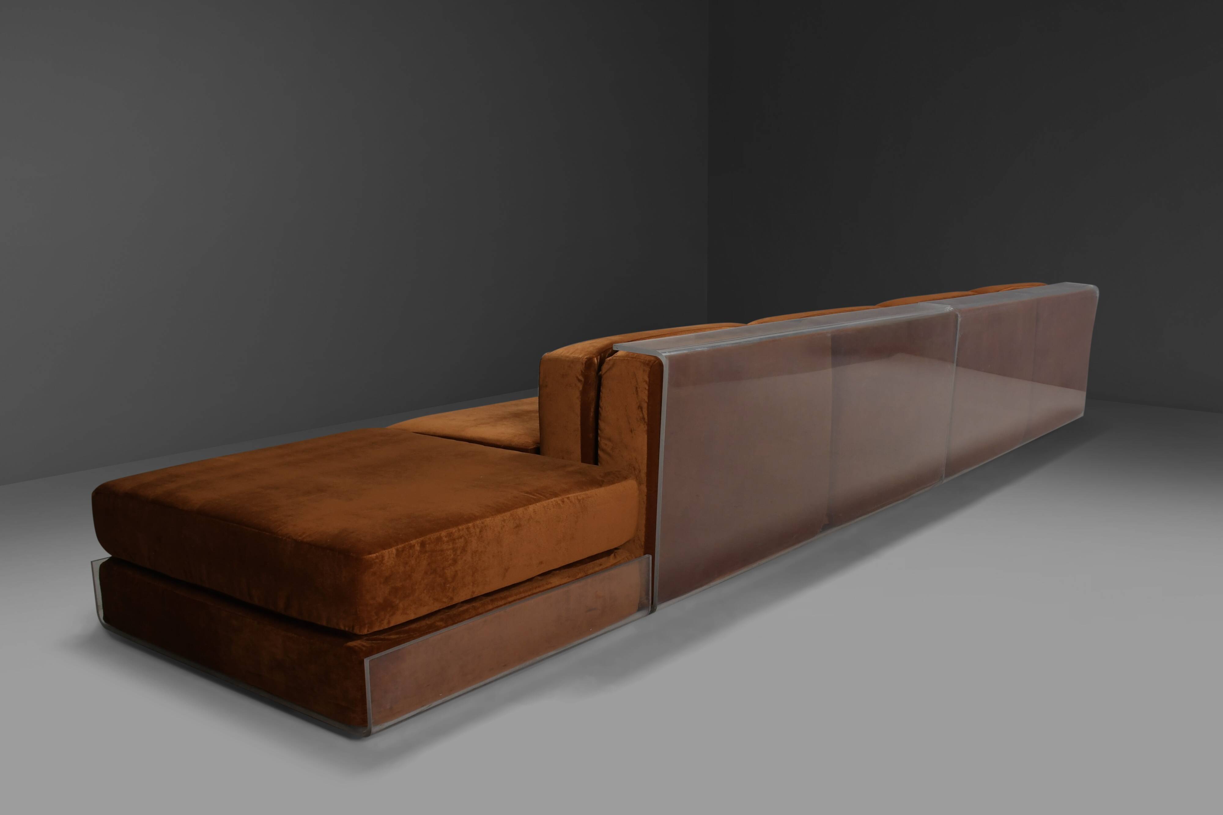 Rare modular Lucite canapé by Roberto Monsani for Acerbis, Italy 1975