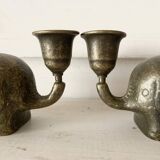 Vintage brass elephant candlestick holders, 1960s/70s.