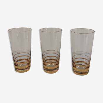 Trio of pretty glasses vintage with 4 golden fillets