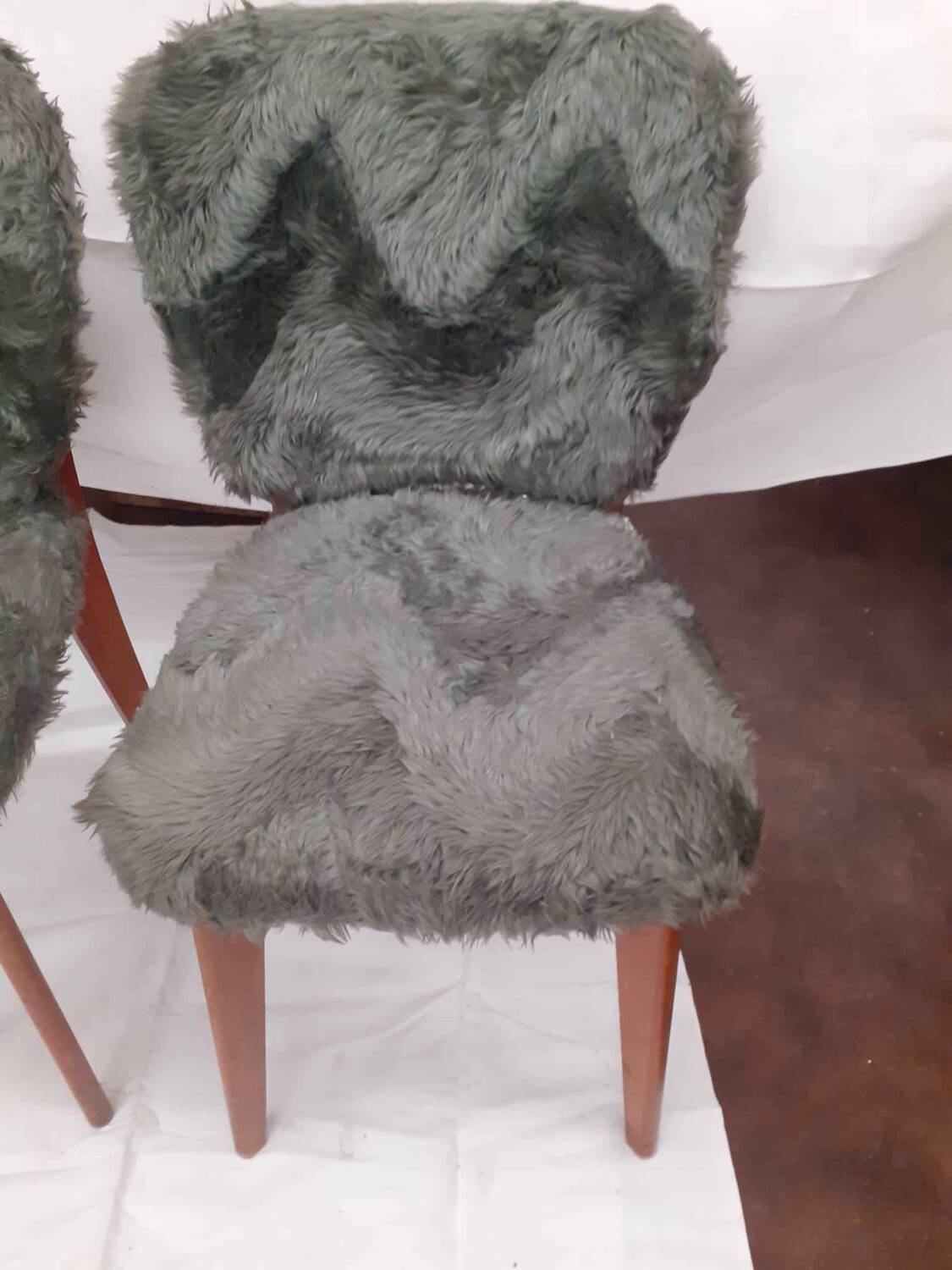 Pair of vintage furry chairs