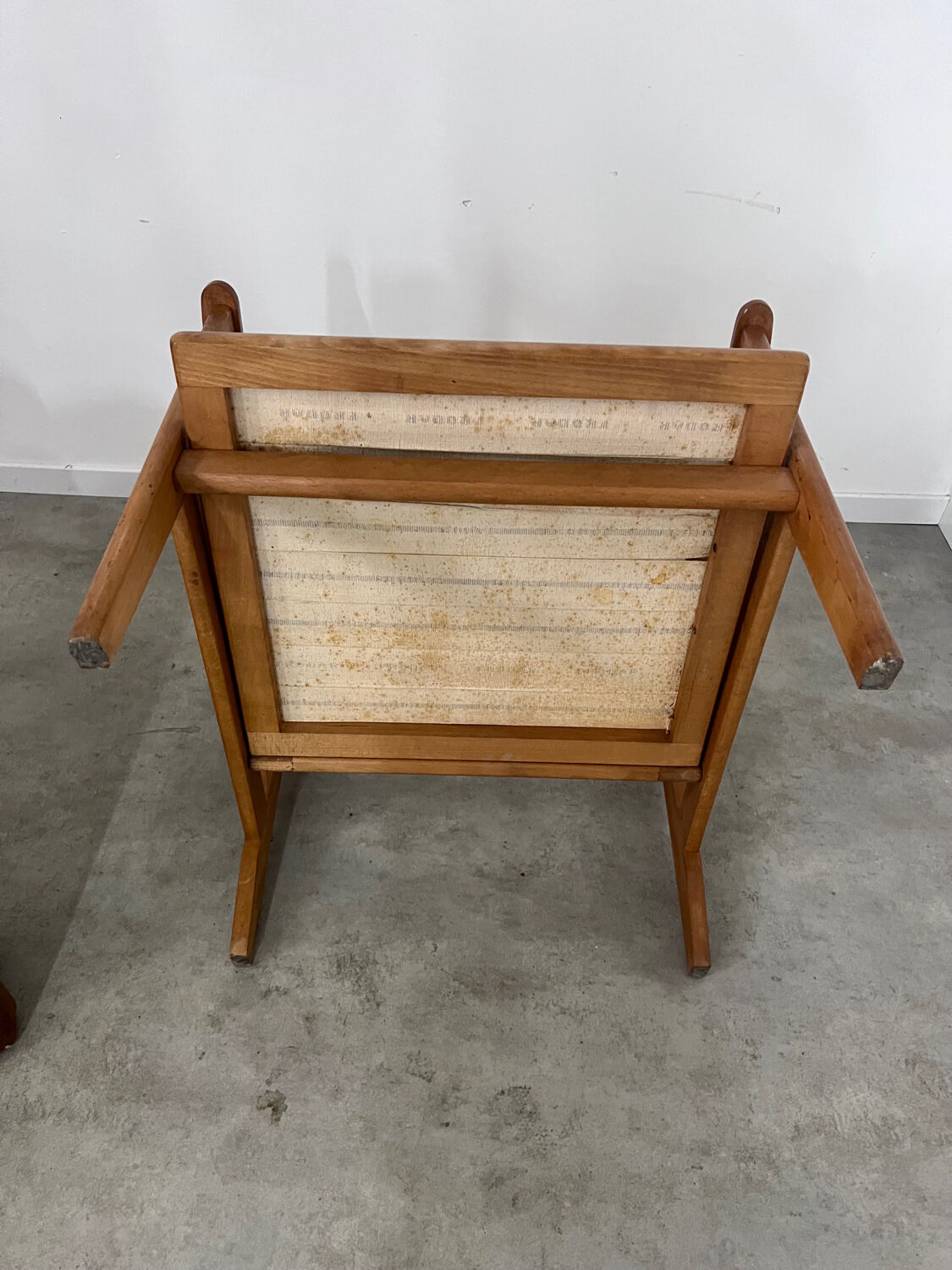 Old Scandinavian designer armchair from the 60s in vintage solid beech