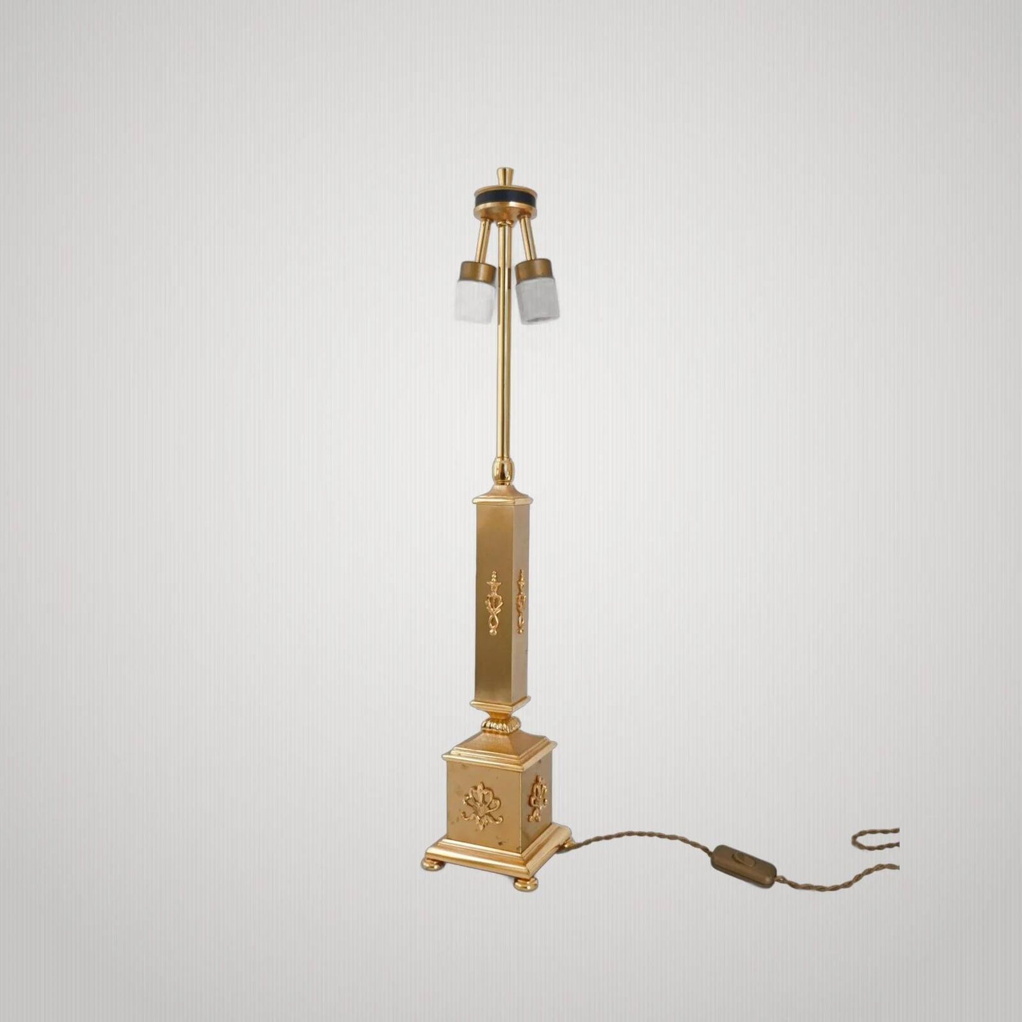 VINTAGE TABLE LAMP 1970 SIGNED SCIOLARI BRONZE & GOLD PLATED 70S YEARS