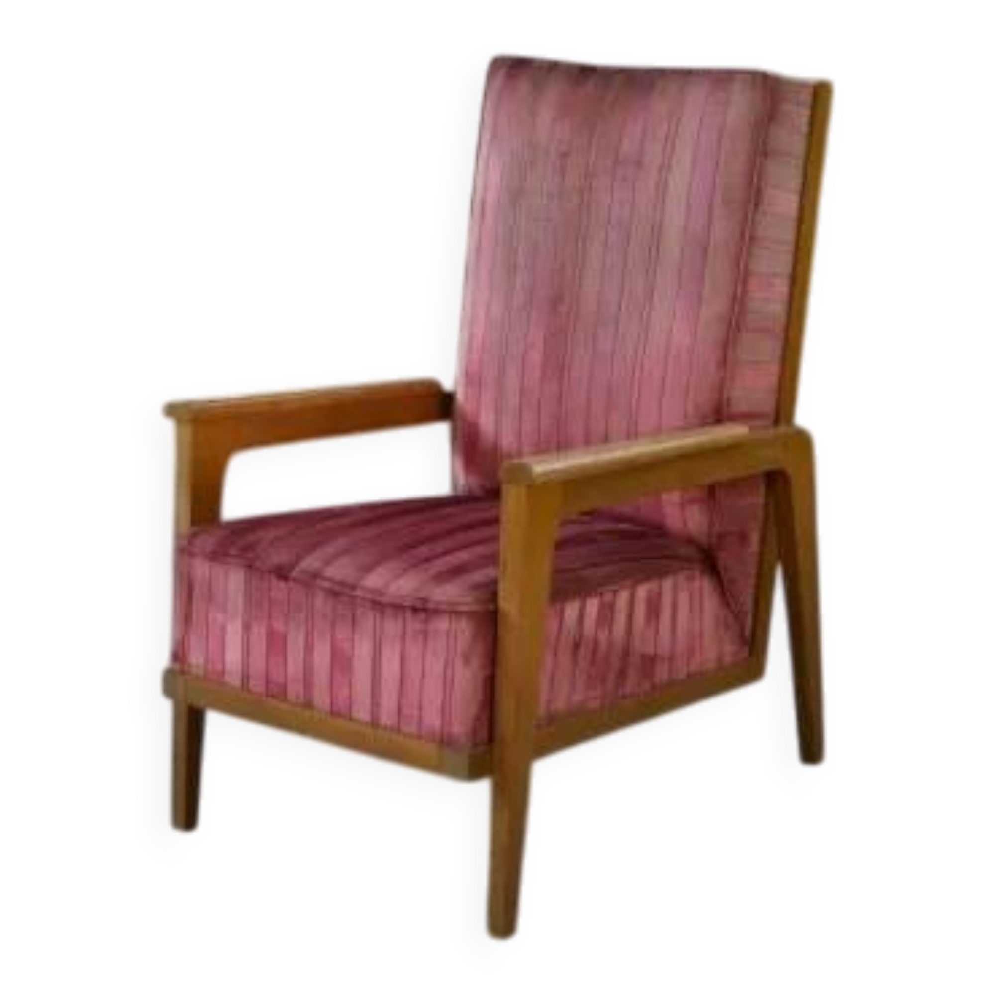 Fauteuil en chêne et velours 1940’s