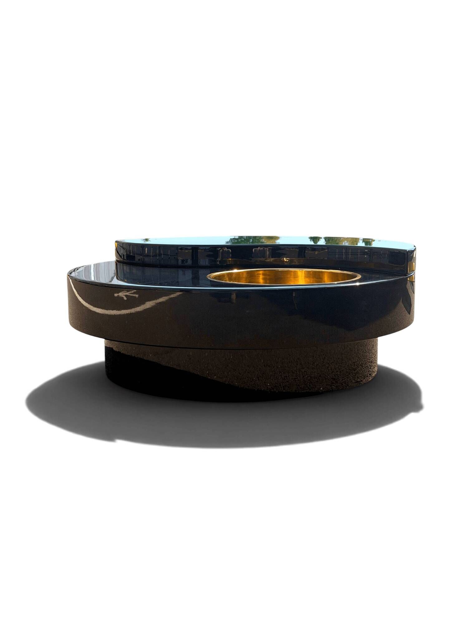 Rotating coffee table Yin Yang by Willy Rizzo, brass, 1970s