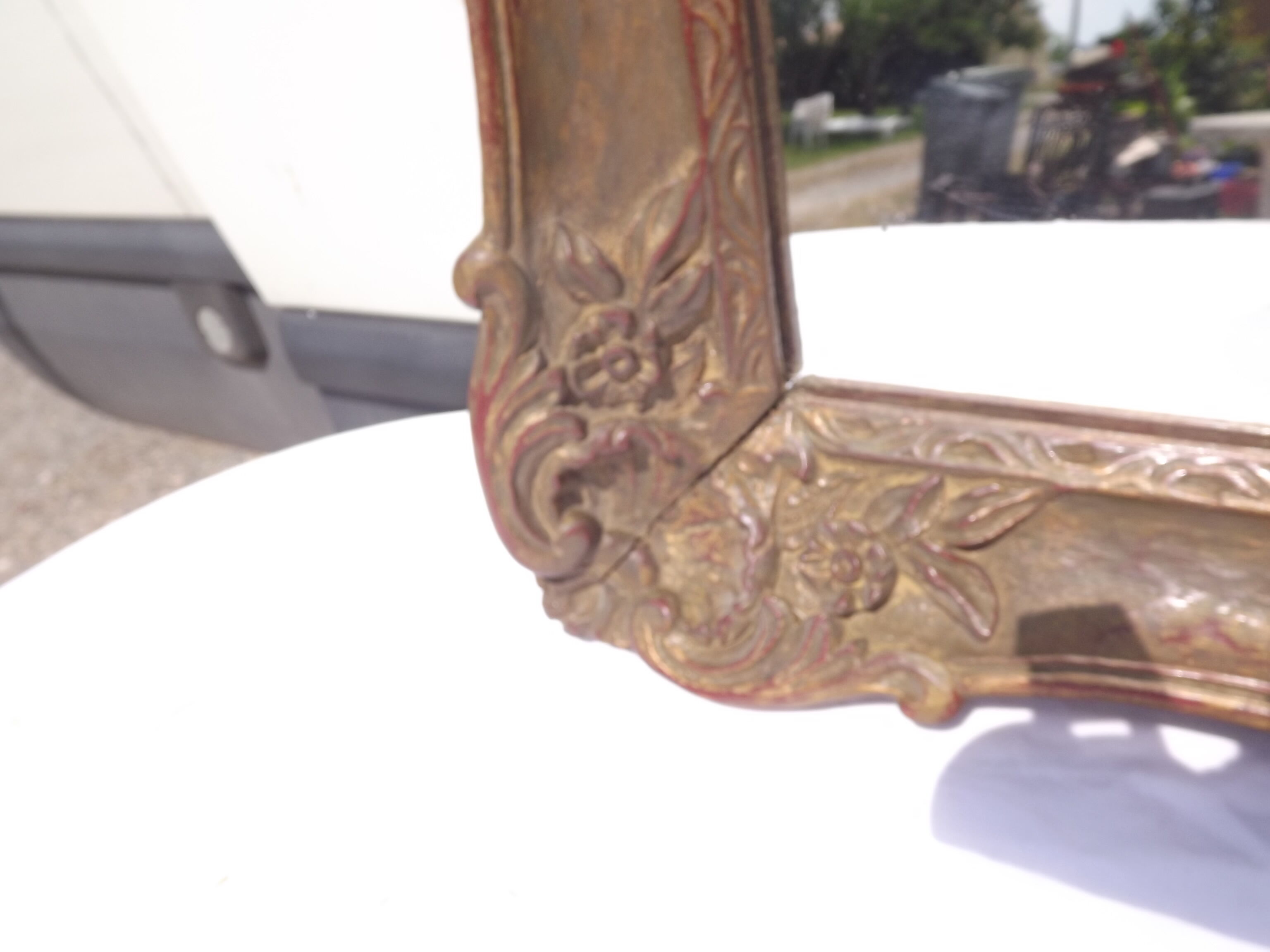 Golden mirror 19 th wood and stuk