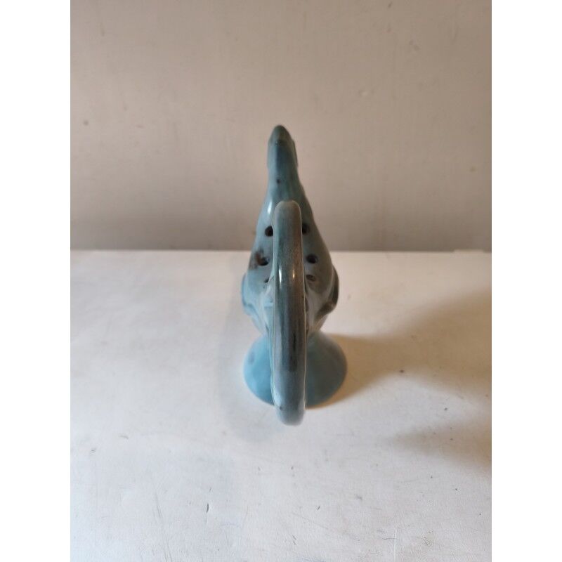 Flower holder in earthenware "rooster" blue shades
