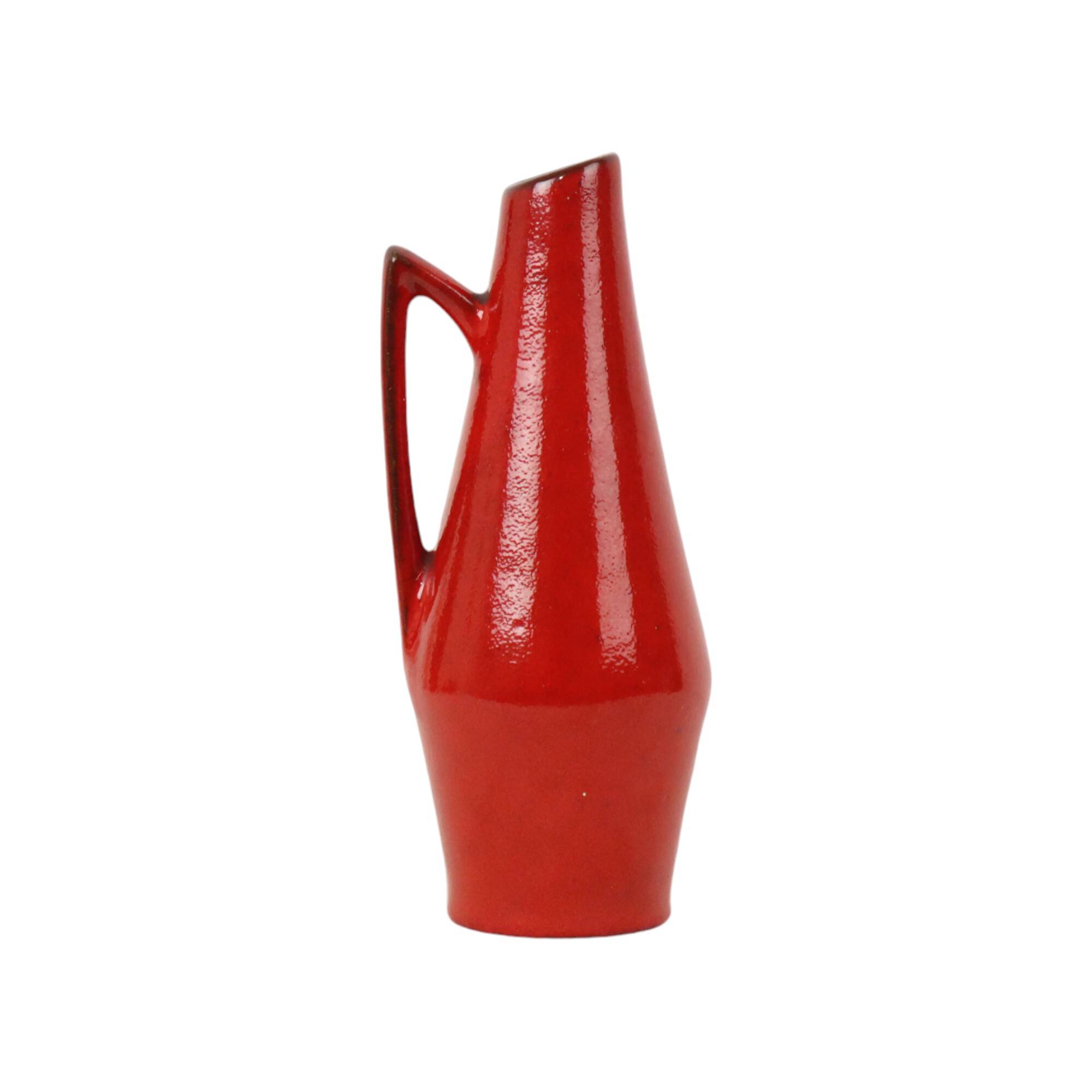 Rare Red Design Vase By Heinz Siery West Germany 271-22