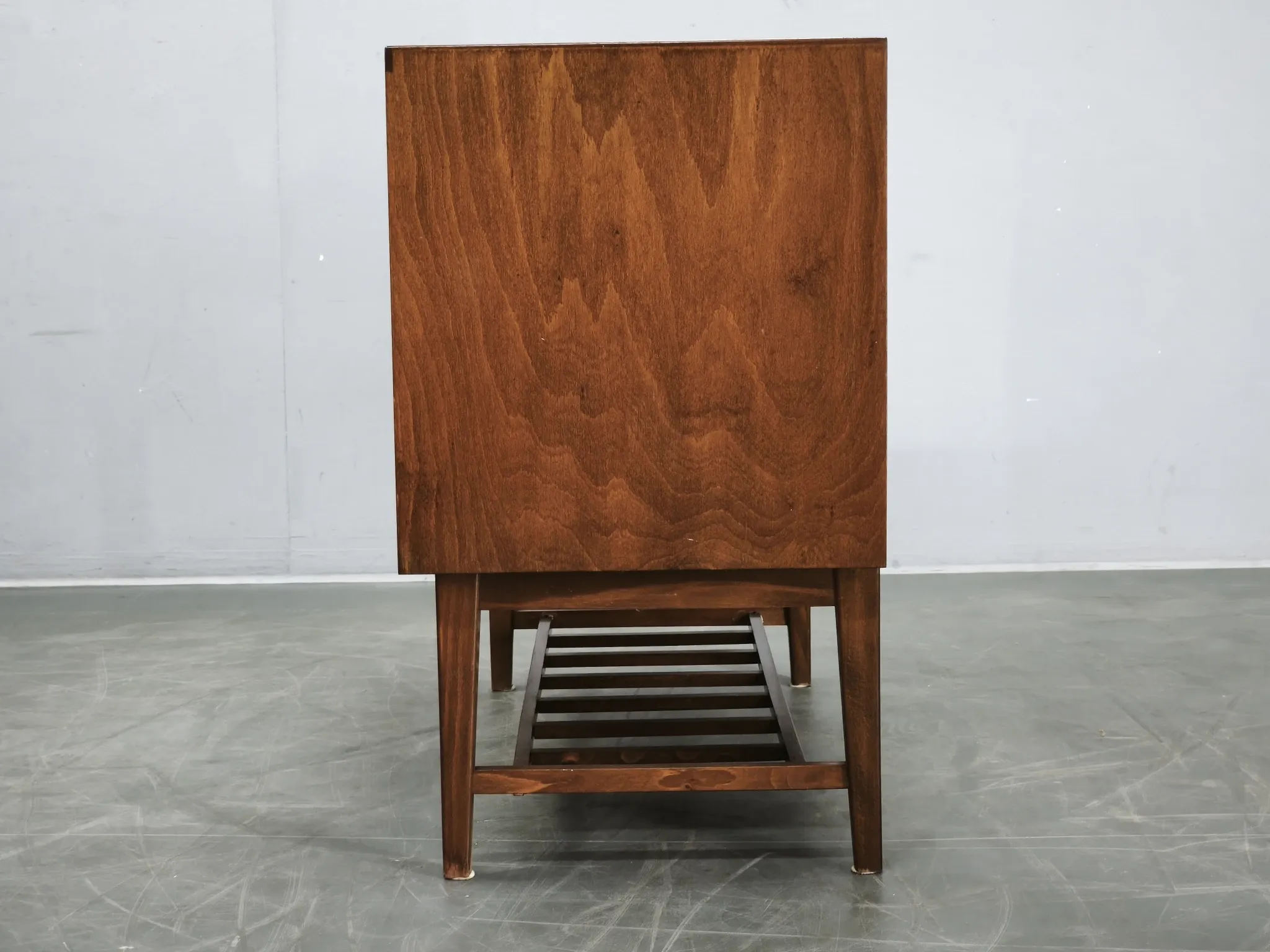 1960s Danish Modern Beech Wood Bar Cabinet with Tambour Door