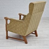 1960s, Danish design, highback armchair, furniture fabric, oak wood.
