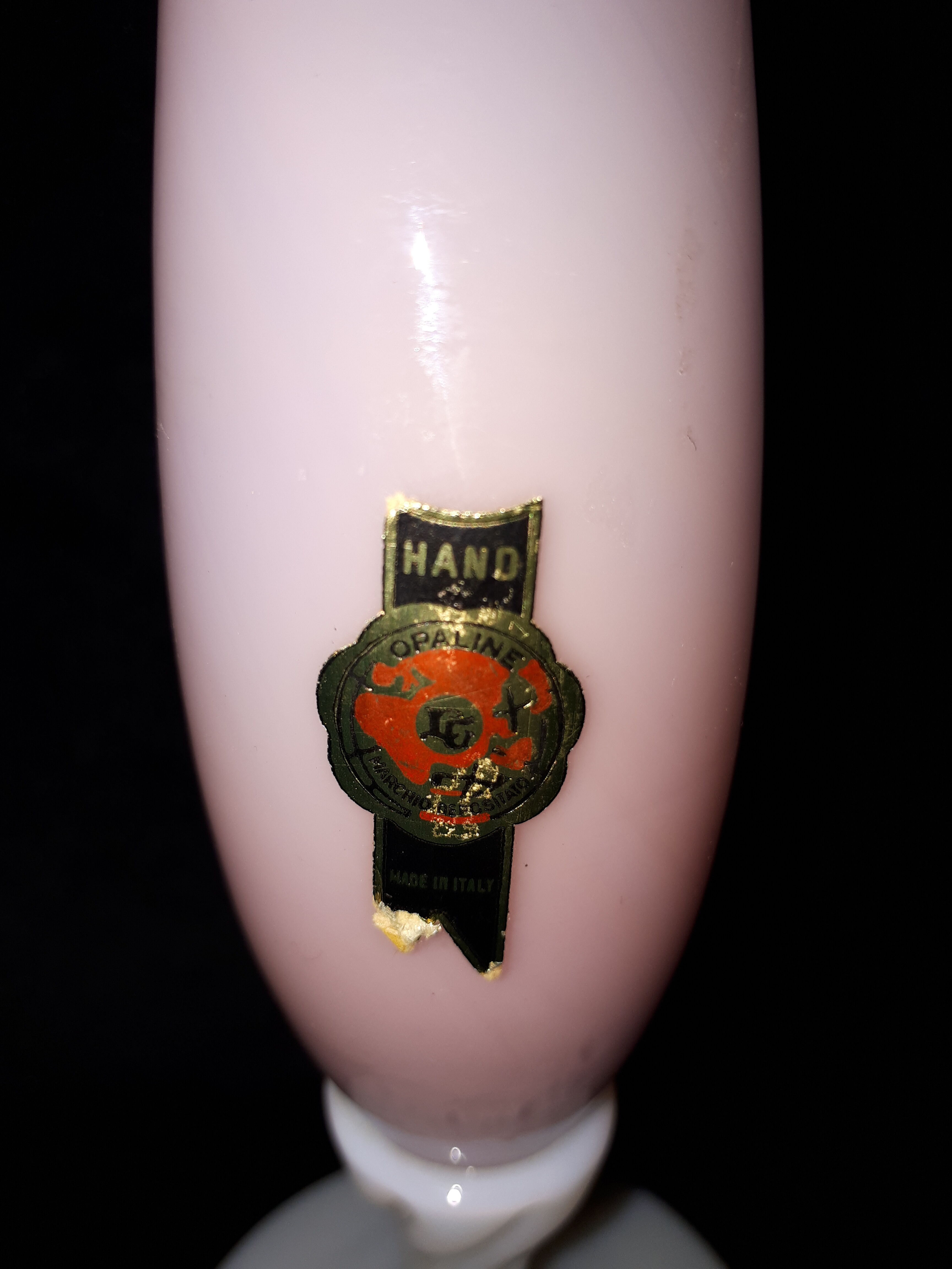 Vase soliflor opaline rose Italie
