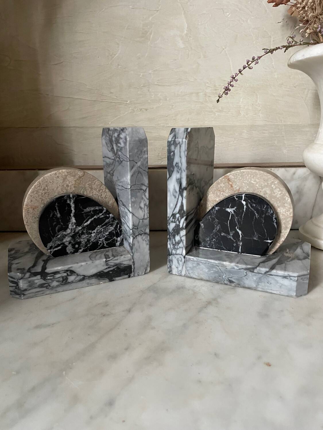 Art Deco marble bookends