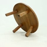 Rustic Solid Oak Round Coffee Table 1970s