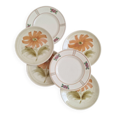 Dessert plates with flowers St Amand and Charbonnier Salins